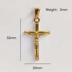 Jesus Cross 18k Gold Plated Stainless Steel Pendant Necklace