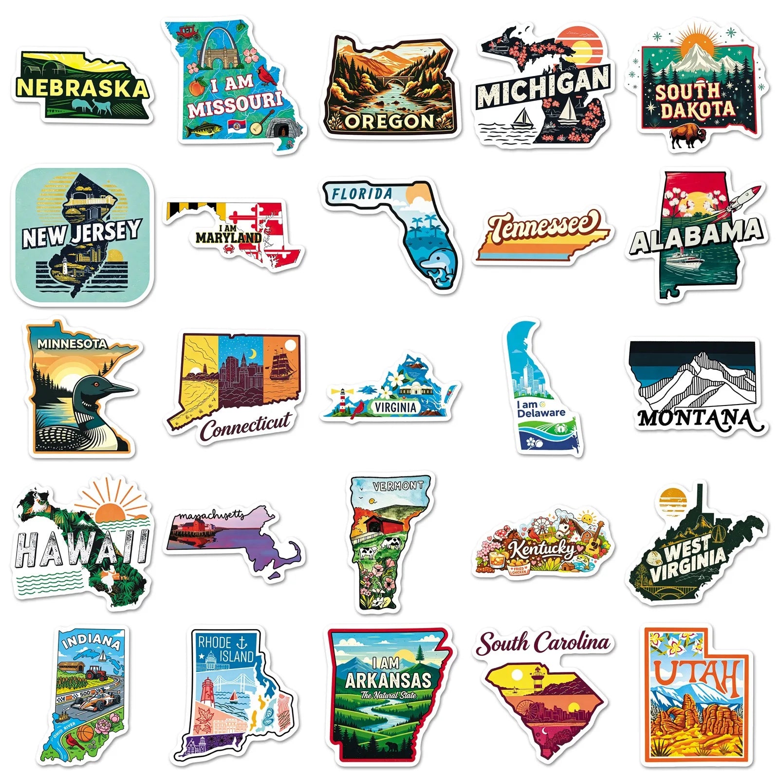 United States Travel City Map Stickers
