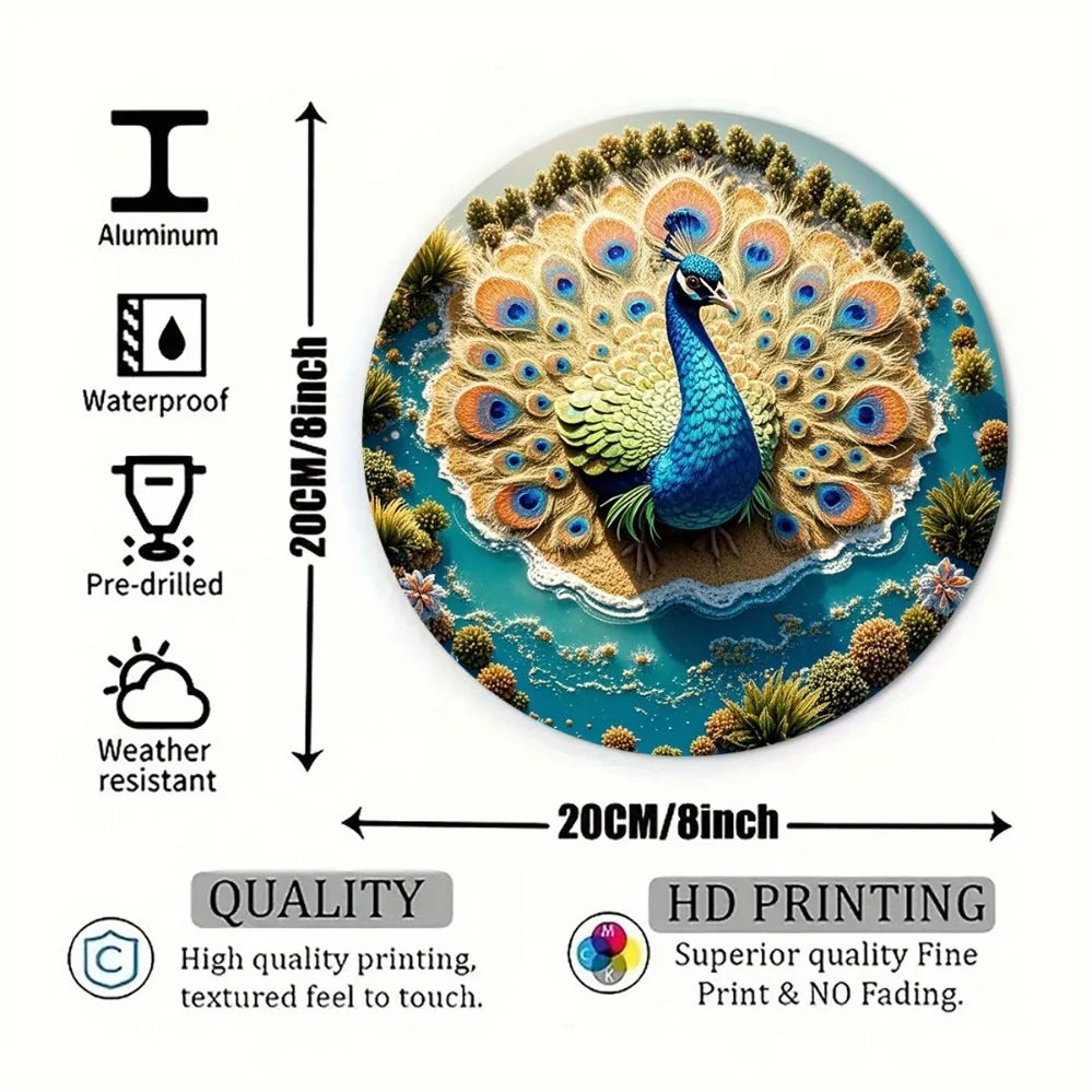 2D Metal Sign, Peacock Wall Decor,