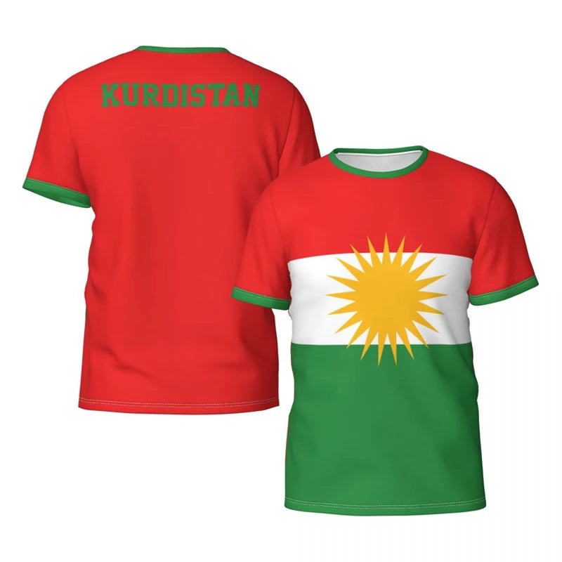 Kurdish Flag Print T-shirt For Men Football Sport