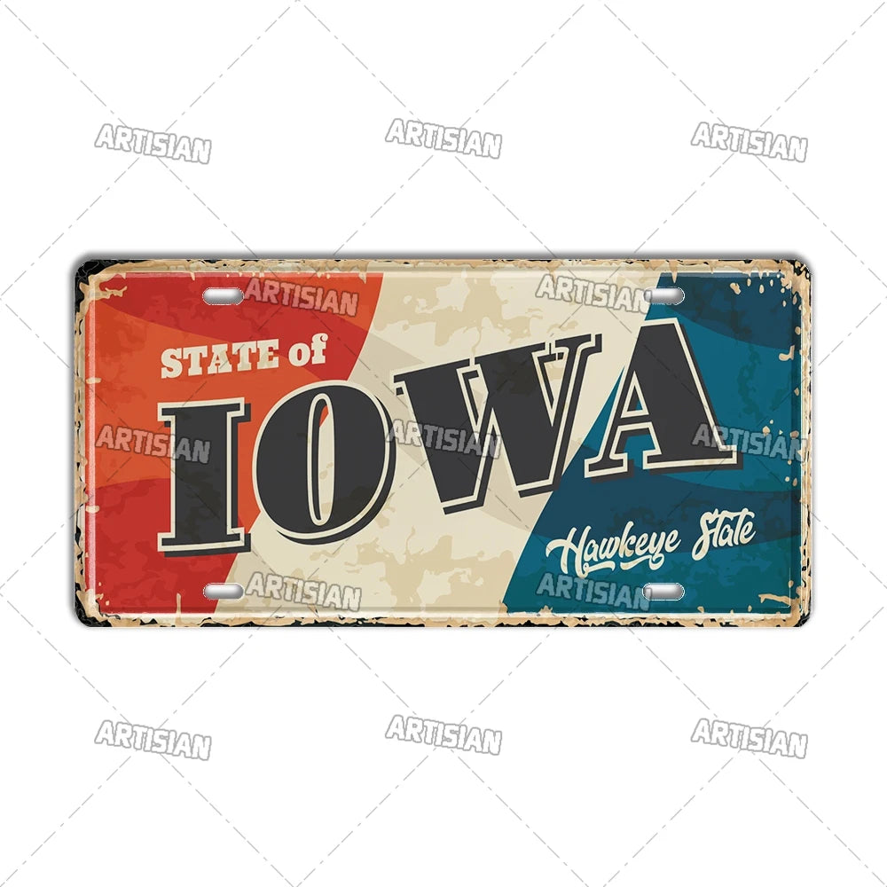 USA License Plate Landmark Metal