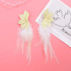 Brown Blue Feather Tassel Earrings