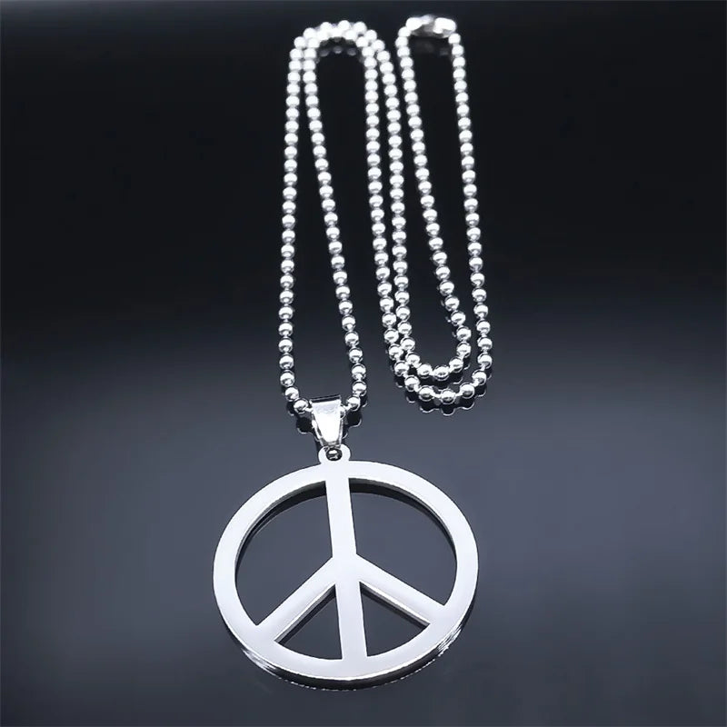 Peace Symbol Stainless Steel Chain Necklaces