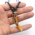 Retro Carved Elephant Faux Tusk Necklaces