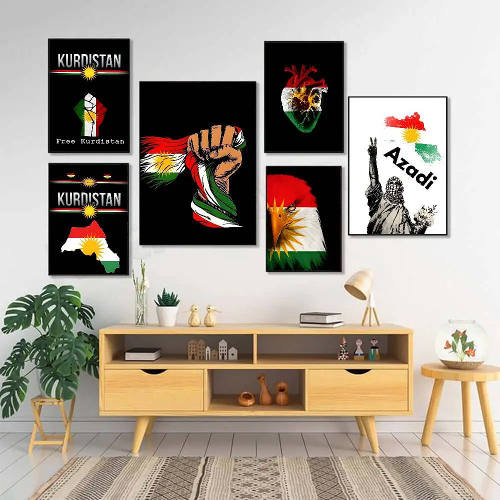 Vintage Waterproof Kurdistan Flag Poster