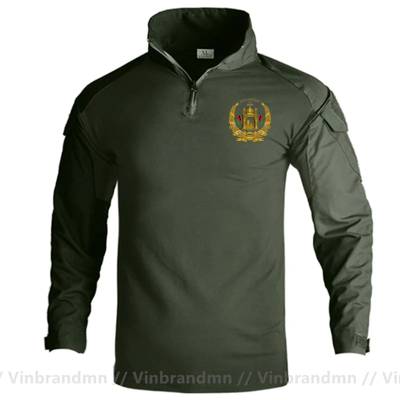 Afghan Flag Design Men's Long Sleeve Combat Uniform