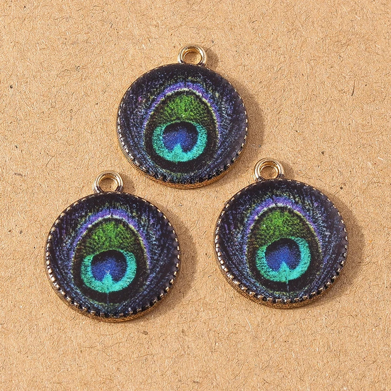 10pcs Enamel Peacock Feather