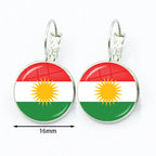 Kurdistan Flag Glass Pendant Keychain Jewelry Charm Bag Souvenir Key Ring