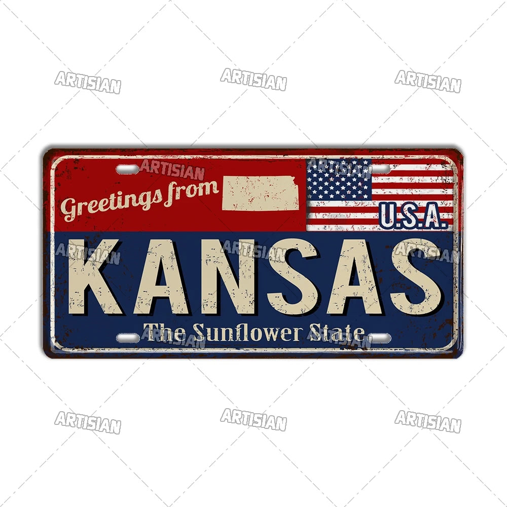 Greeting from USA States Landmark License Plate