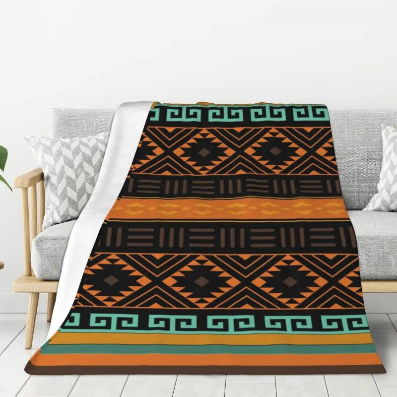 Native American Navajo Boho Aztec Pattern Blanket