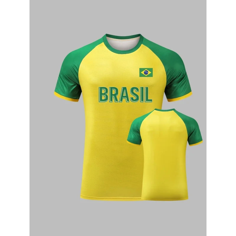 Brazil Football Pattern Tee Shirt