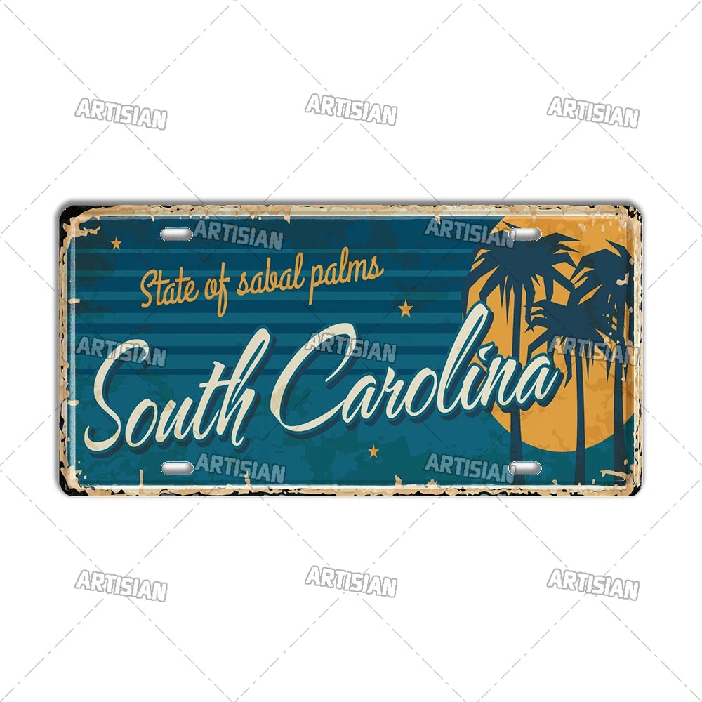 USA License Plate Landmark Metal