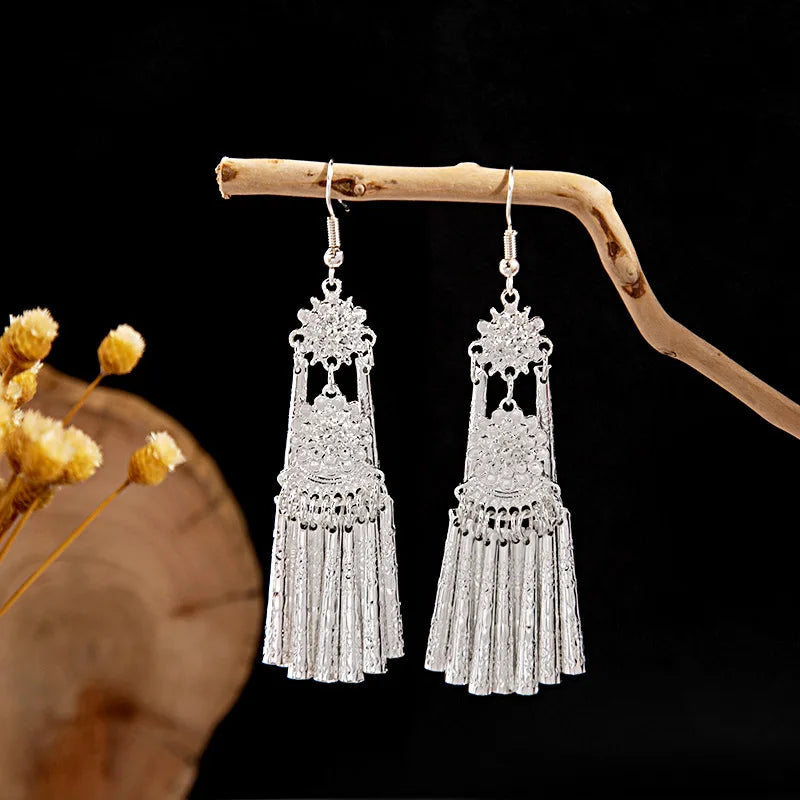 Ethnic Tibetan Silver Color Earrings
