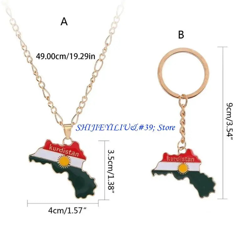 Kurdistan Country Map Flag necklace or keychain