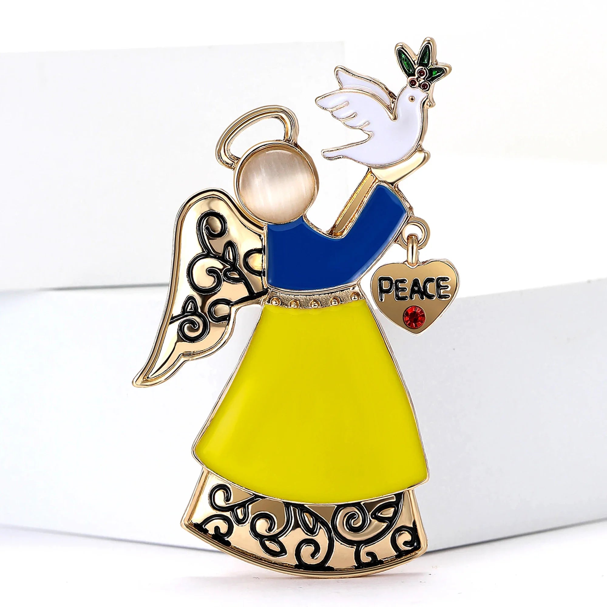 Enamel Peace Dove Ukraine Angel Bird Pin