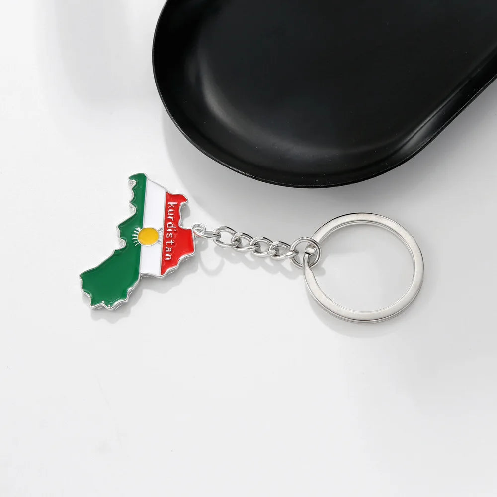 Kurdistan Flag Keychain Stainless Steel