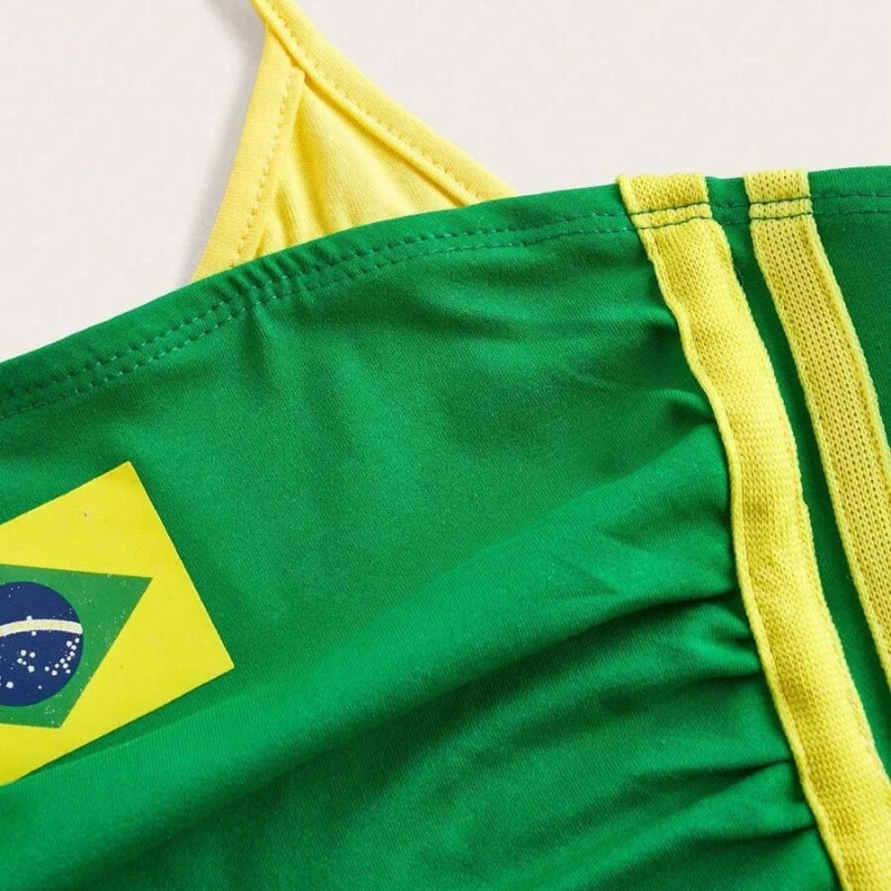 Brazil Flag Crop Top Women