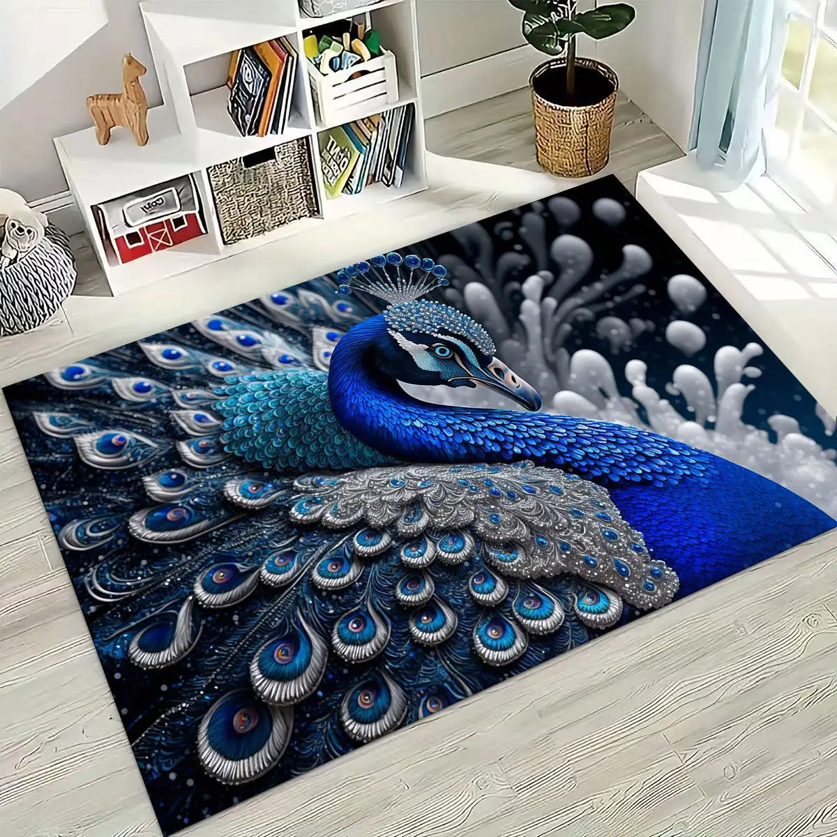 Colorful Peacock Birds Rug