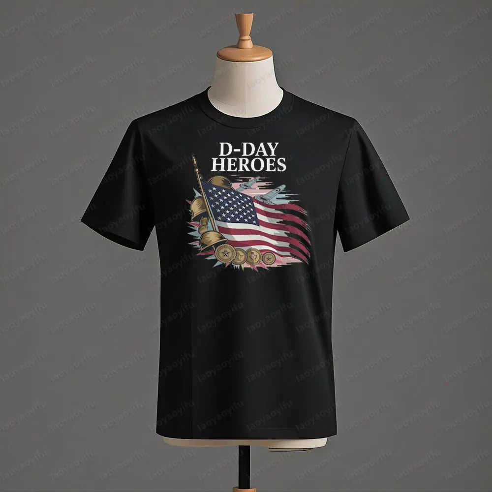 D Day Heroes T Shirt American Flag WW2 Tshirt
