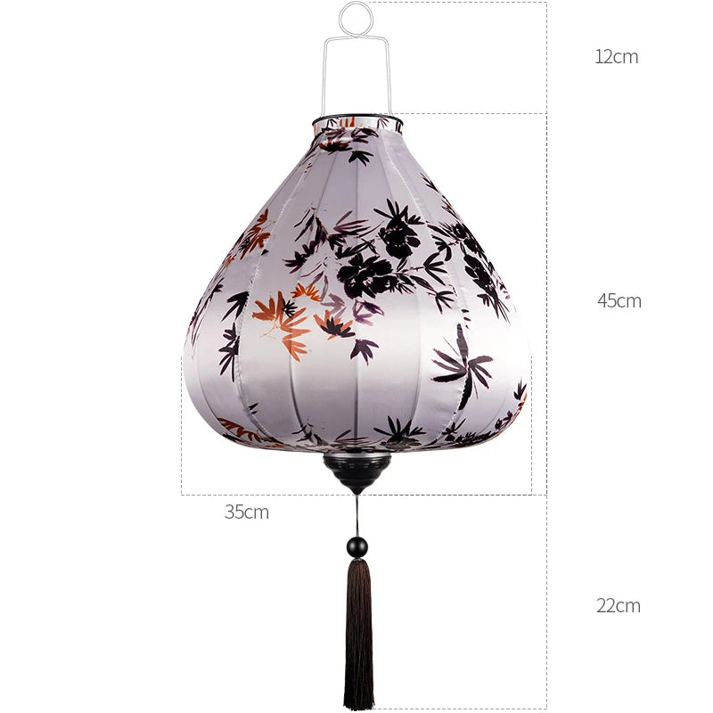 Chinese Silk Ancient Style Floral Hanging Lantern