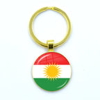 Kurdistan Flag Glass Pendant Keychain Jewelry Charm Bag Souvenir Key Ring
