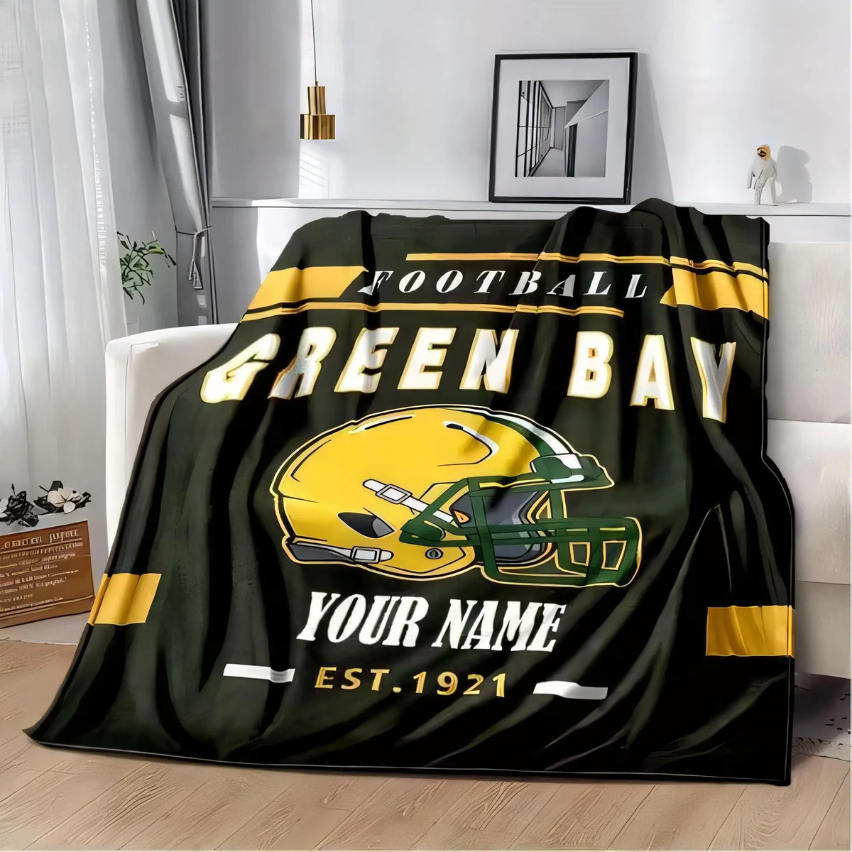 Personalized Green Bay Football Blanket