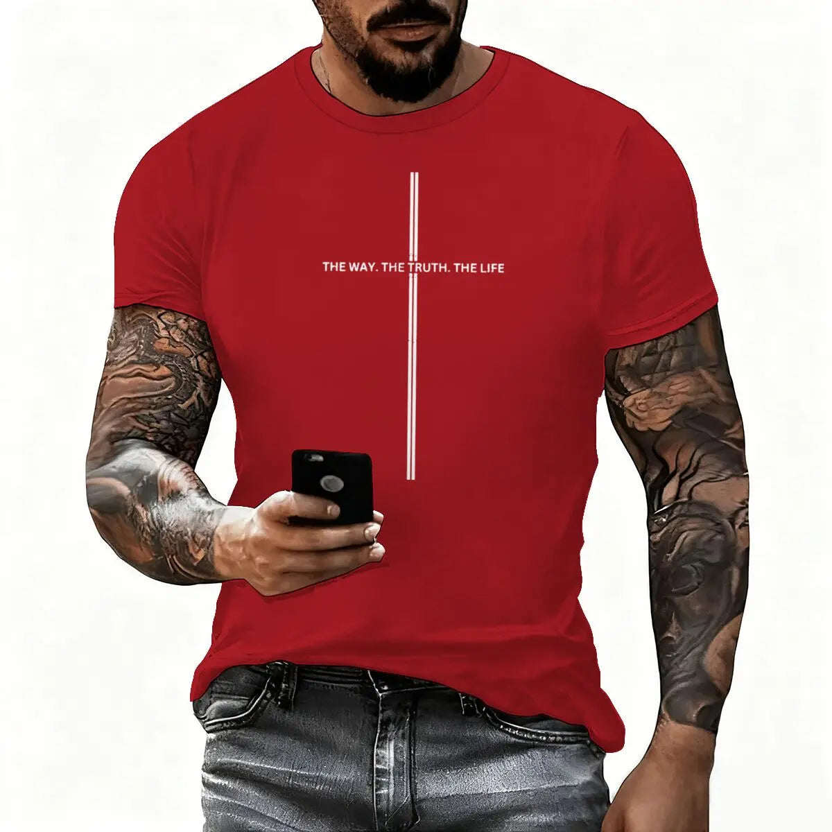 Jesus Cross Print Christian T-shirt
