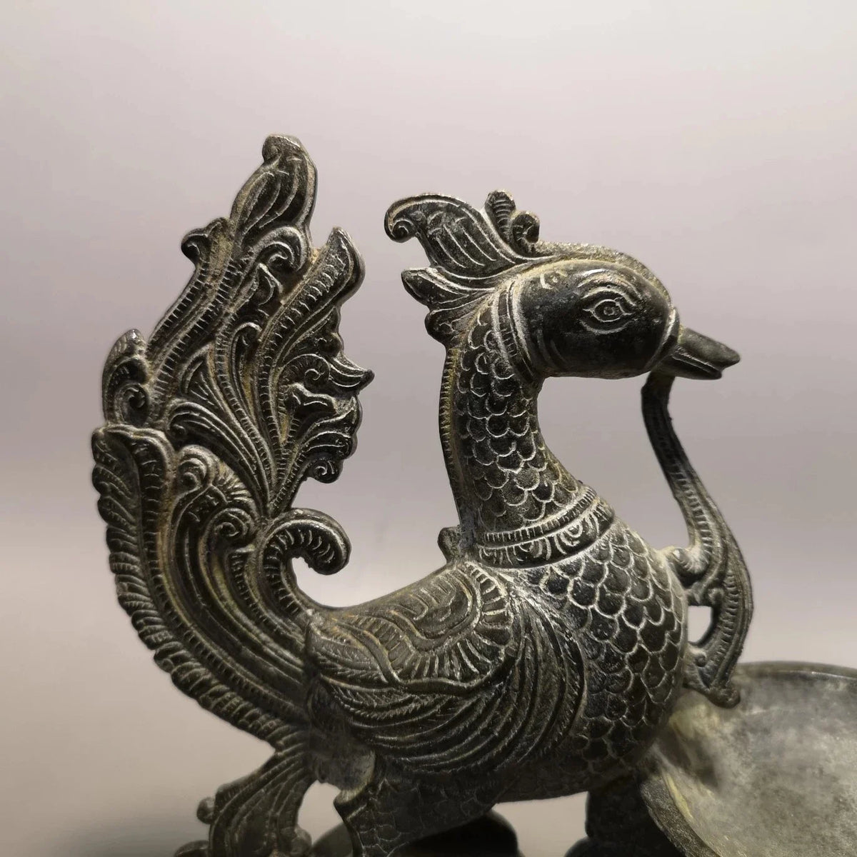 Bronze Bird Oil Lamp