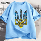 Ukraine Emblem Printed T-shirt O-Neck