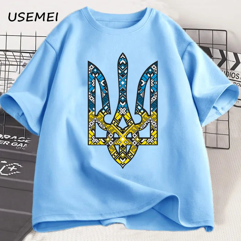 Ukraine Emblem Printed T-shirt O-Neck