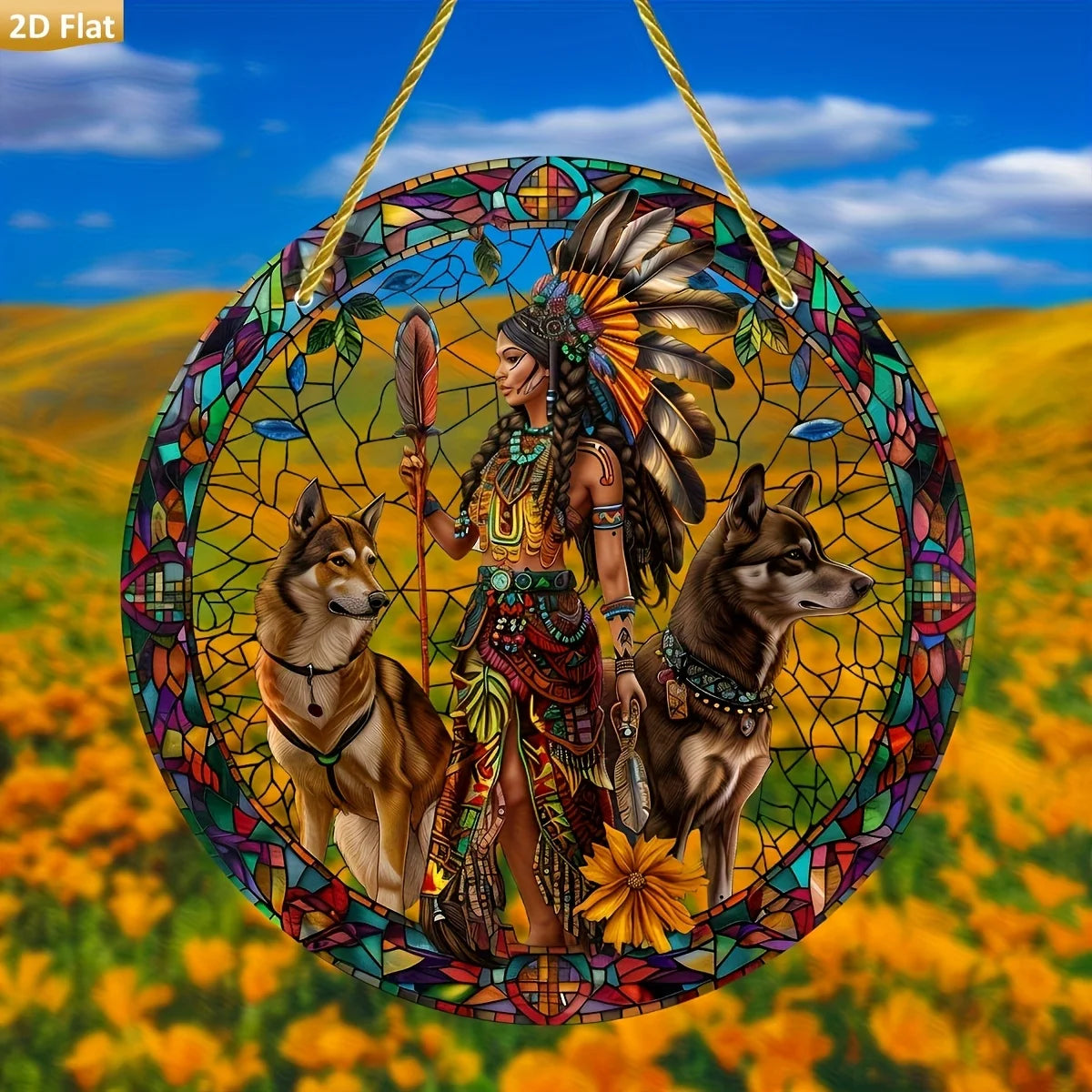 Indigenous Woman Vibrant Acrylic Suncatcher