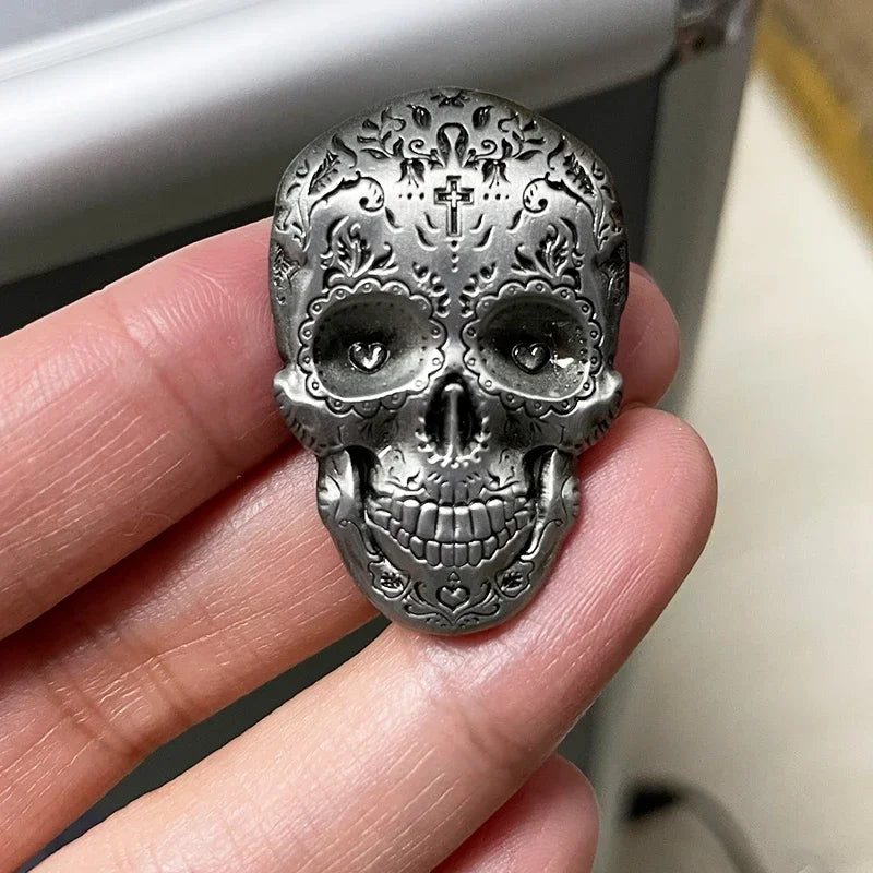 Sugar Skull Bones Brooch Skeleton Metal Badge Day of The Dead Gothic