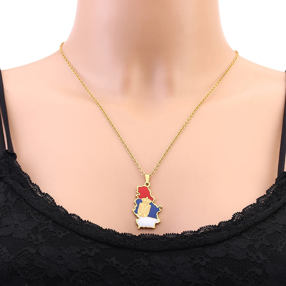 Serbia Map Necklace