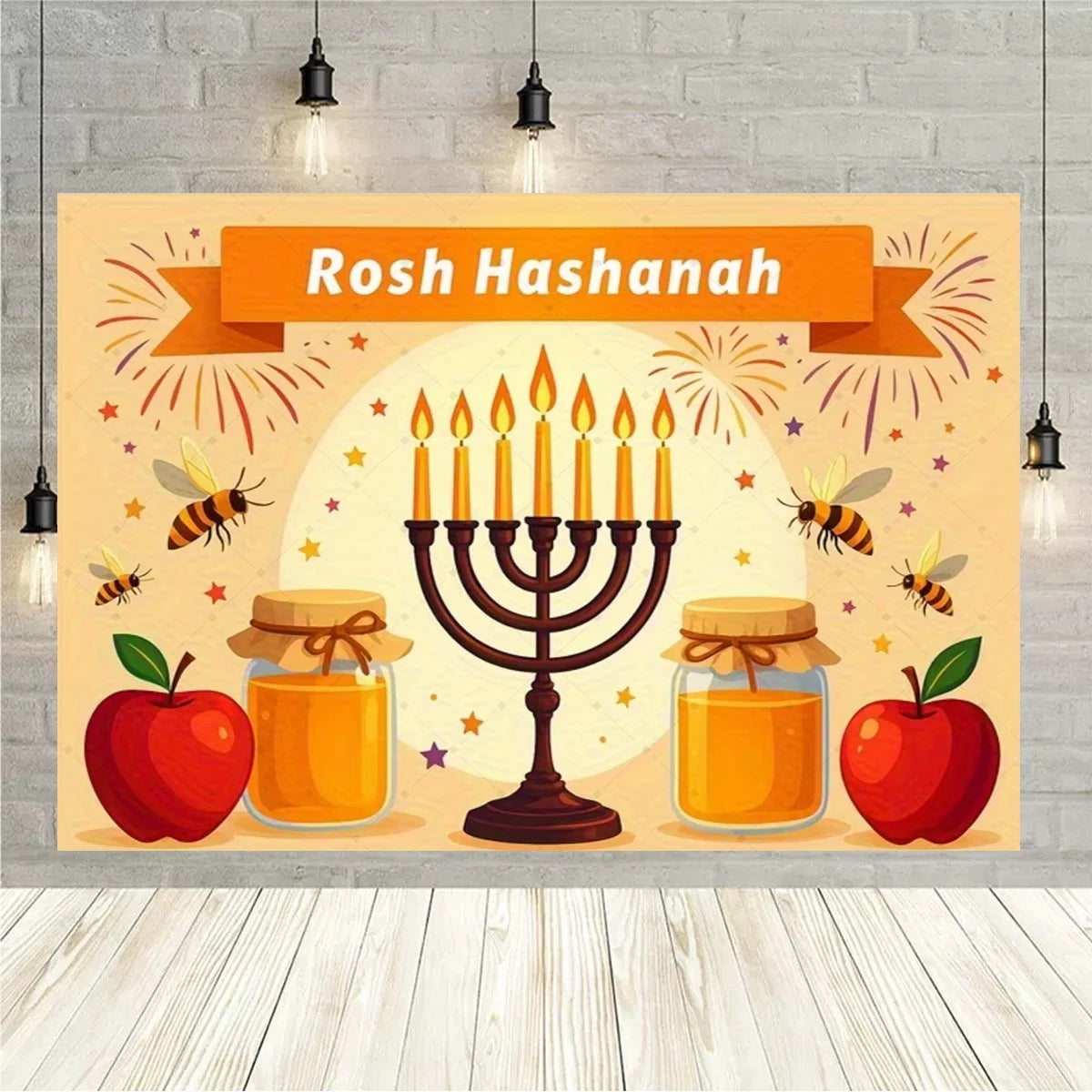 Happy Rosh Hashanah Backdrop Jewish New Year