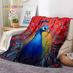 Cute Dream Birds Parrot Peacock Cartoon Soft Flannel Blanket