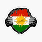 Kurdistan Map National Flag and Emblem Sticker