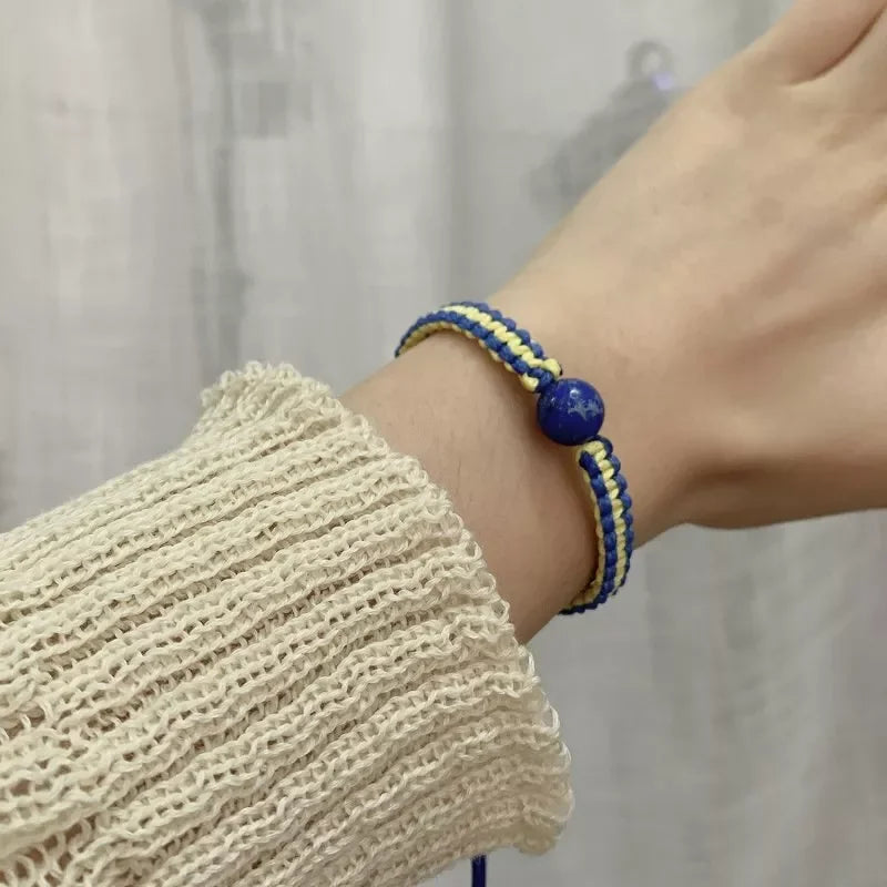Handmade Blue & Yellow Ukraine Country Peace Love Bracelet