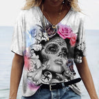 Skulls T-shirt Women's Short Sleeve, Day of the Dead