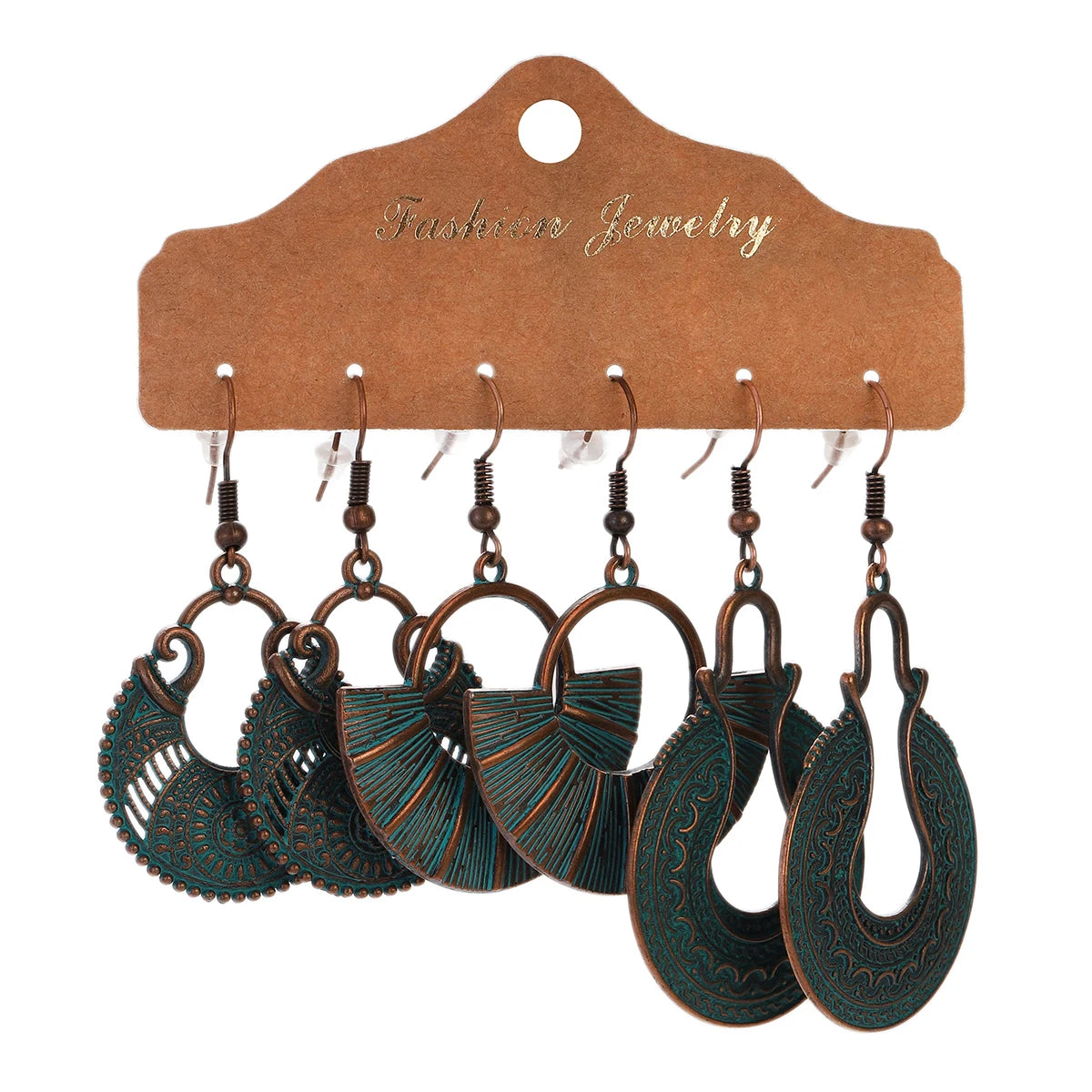 Vintage Bronze Irregular Geometric Triangle Arrow Tassel Dangle Earrings