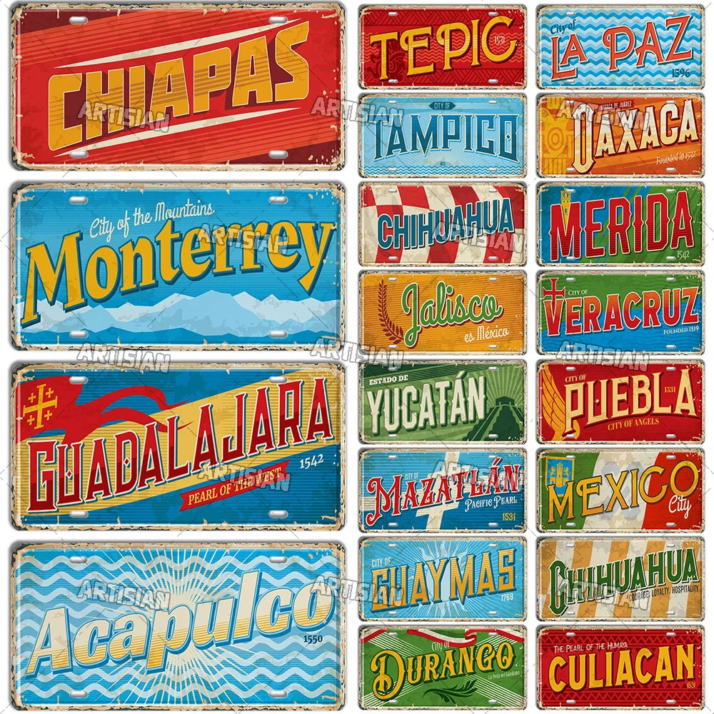 Artisian MEXICO License Plate