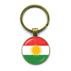 Kurdistan Flag Glass Pendant Keychain Jewelry Charm Bag Souvenir Key Ring