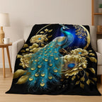 3D Colorful Peacock Birds Dream Flannel Blanket