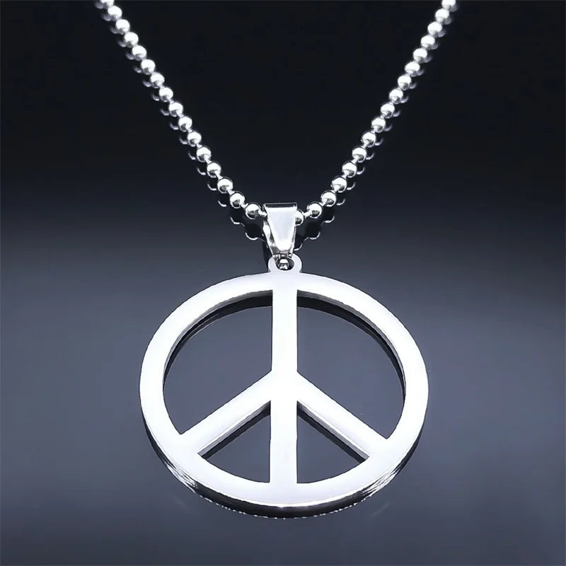 Peace Symbol Stainless Steel Chain Necklaces