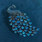 Vintage Crystal Peacock Brooch