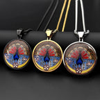 Yazidi Melek Taus Peacock Glass Pendant Necklace