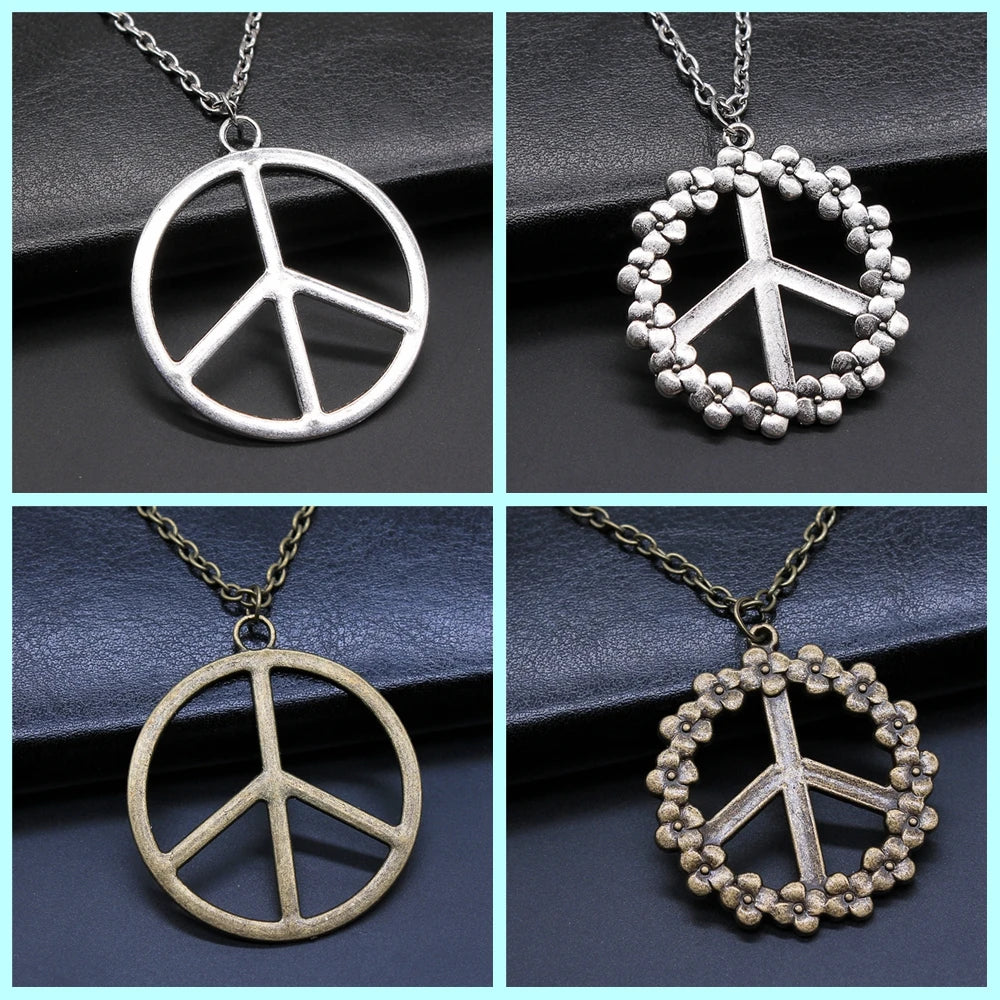 Big Peace Sign Pendant Necklace