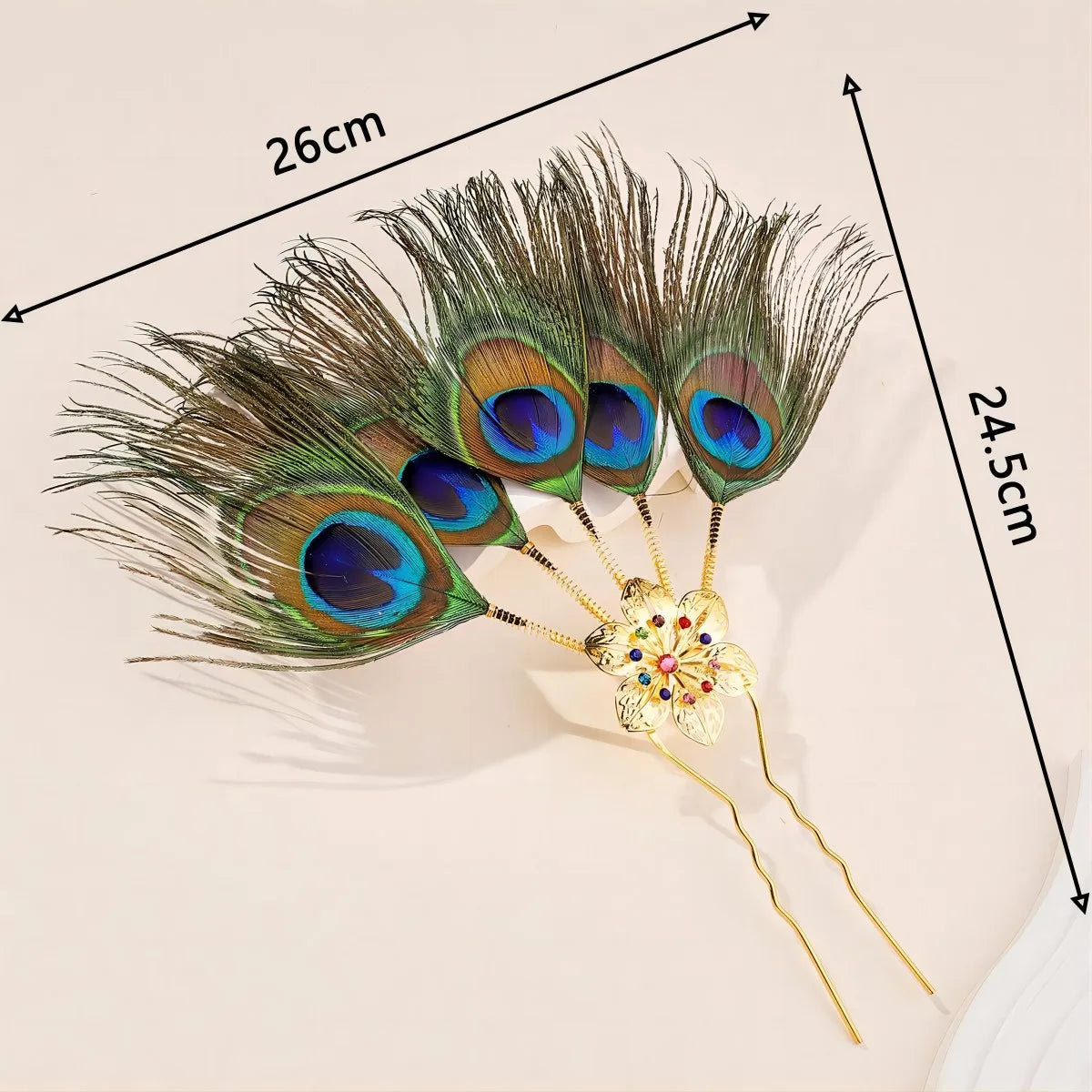 Peacock feather colored sparkle headdress pin