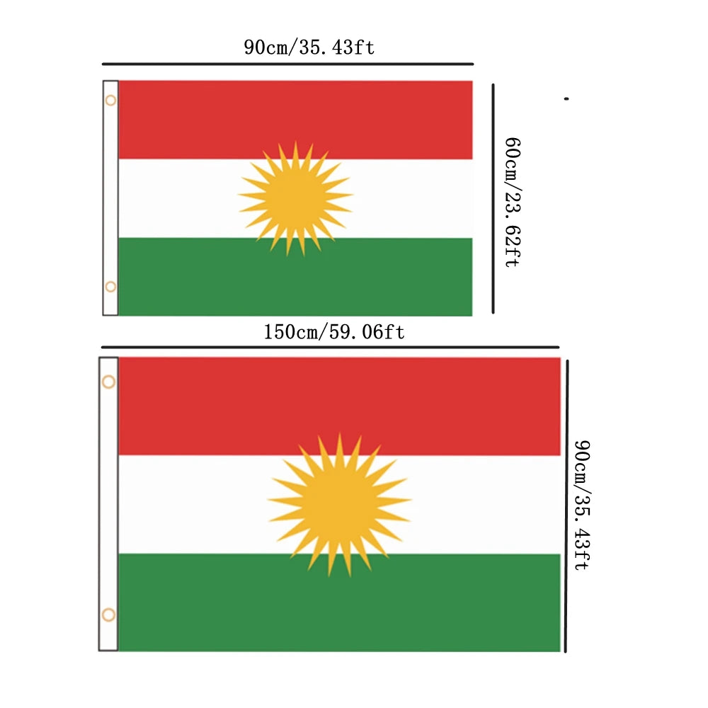 Kurdistan Flag 2x3ft 3x5ft Polyester Hanging Banner