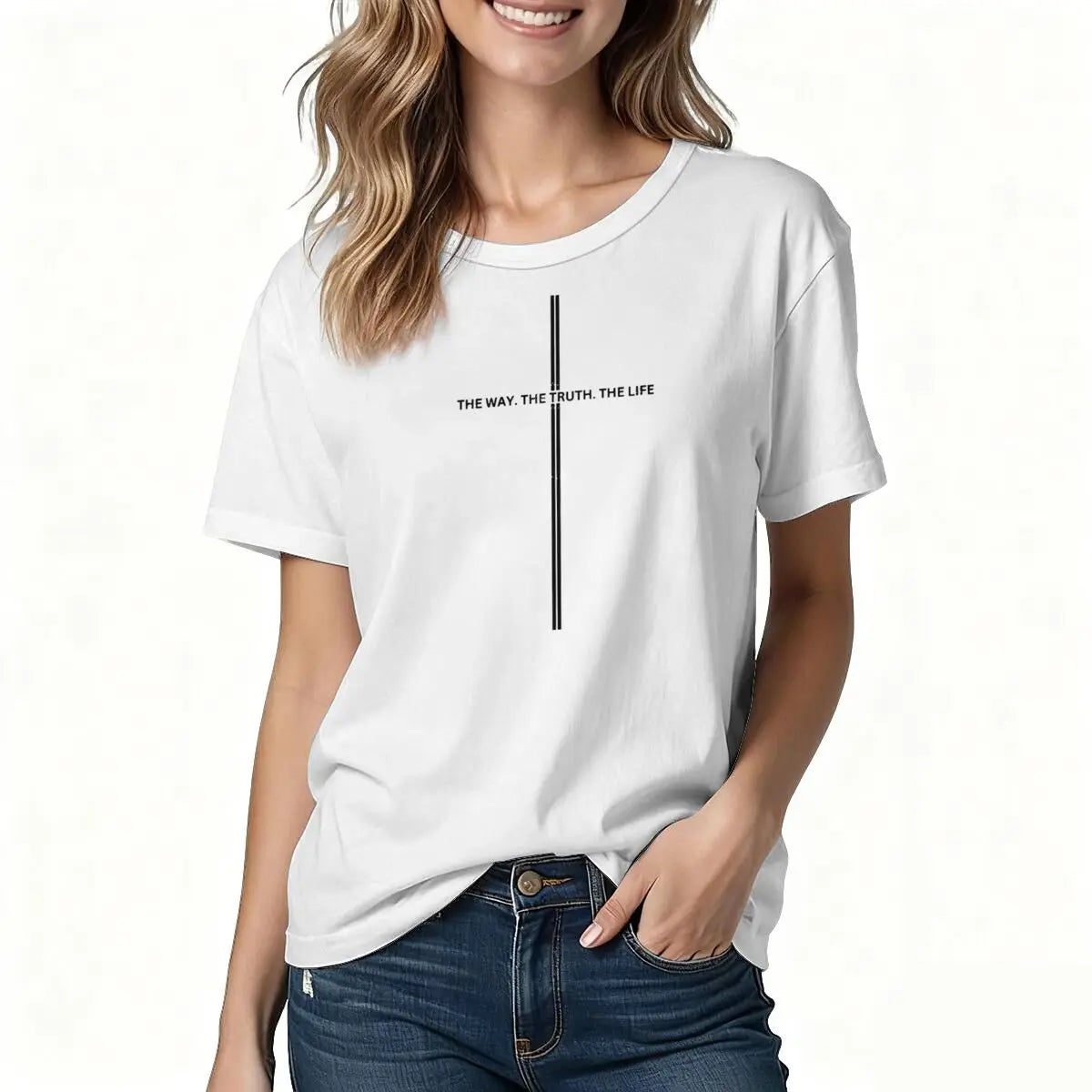 Jesus Cross Print Christian T-shirt