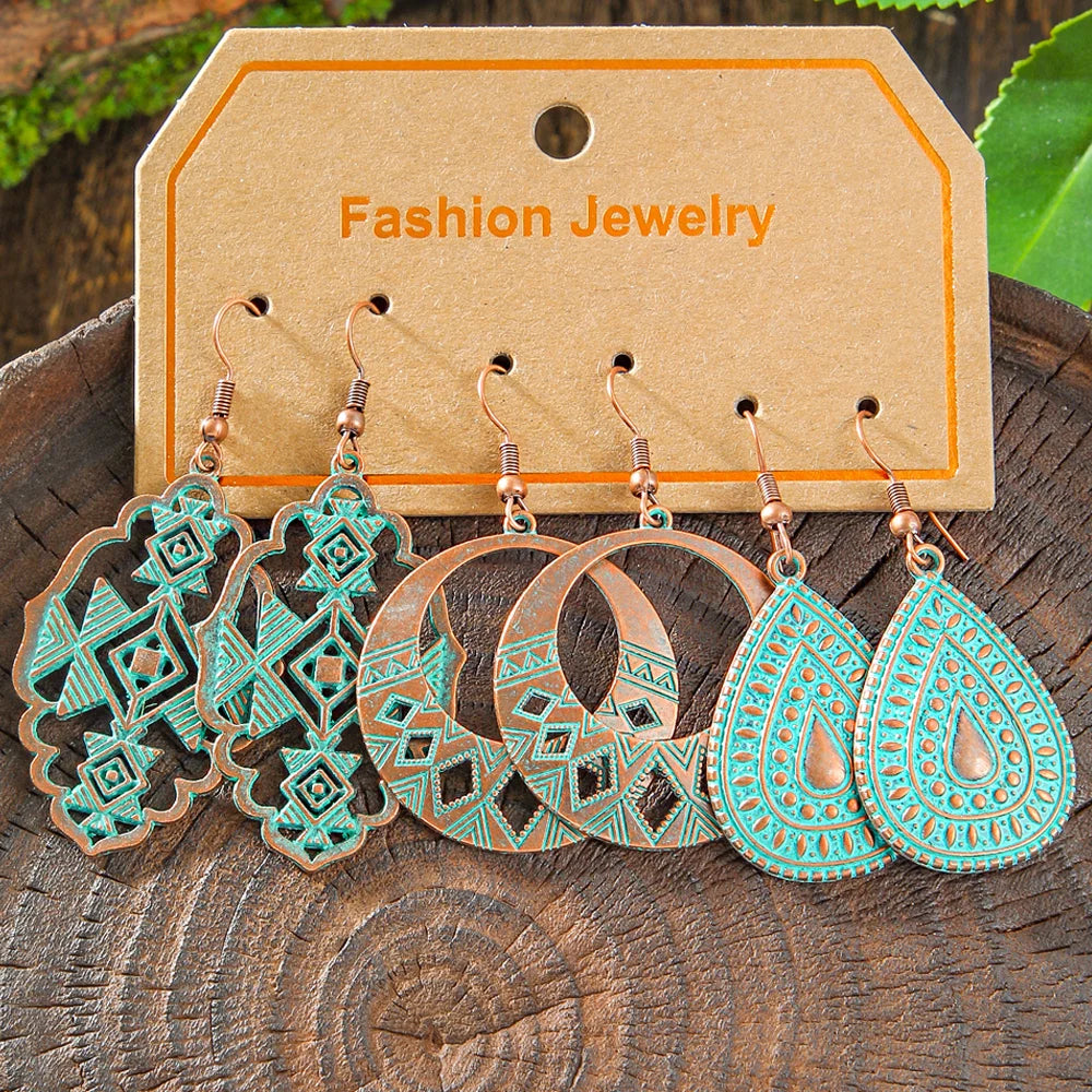 Boho Vintage Bronze Dangle Earrings